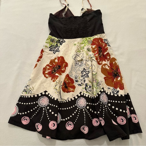 Boho Floral Midi Dress Women’s small Cotton Adjustable Straps Elastic back - Picture 3 of 4